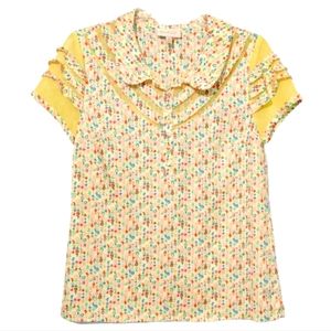 Modcloth XXS Show Me Your Quirk floral top yellow short sleeve